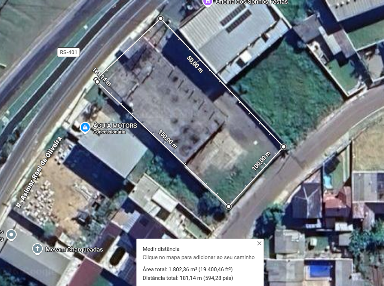 TERRENO COM AREA DE 1.785,00m² E BENFEITORIA EM CHARQUEADAS