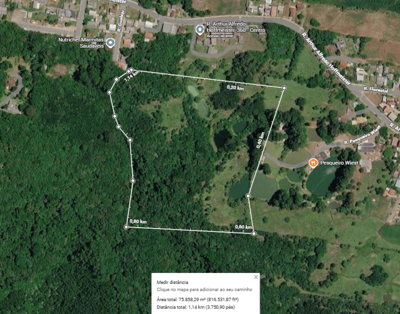 ÁREA DE TERRAS COM A ÁREA DE 75.817,20m² EM MORRO REUTER/RS
